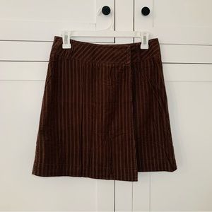 U2 Ladies Curdoroy Stripe Brown Wrap Mini Skirt Size 27